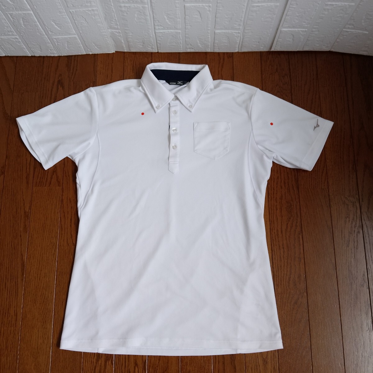 1886【中古】MIZUNO GOLF ミズノゴルフ ゴルフウェア 半袖 ボタンダウンシャツ メンズ サイズ XL 白拍卖
