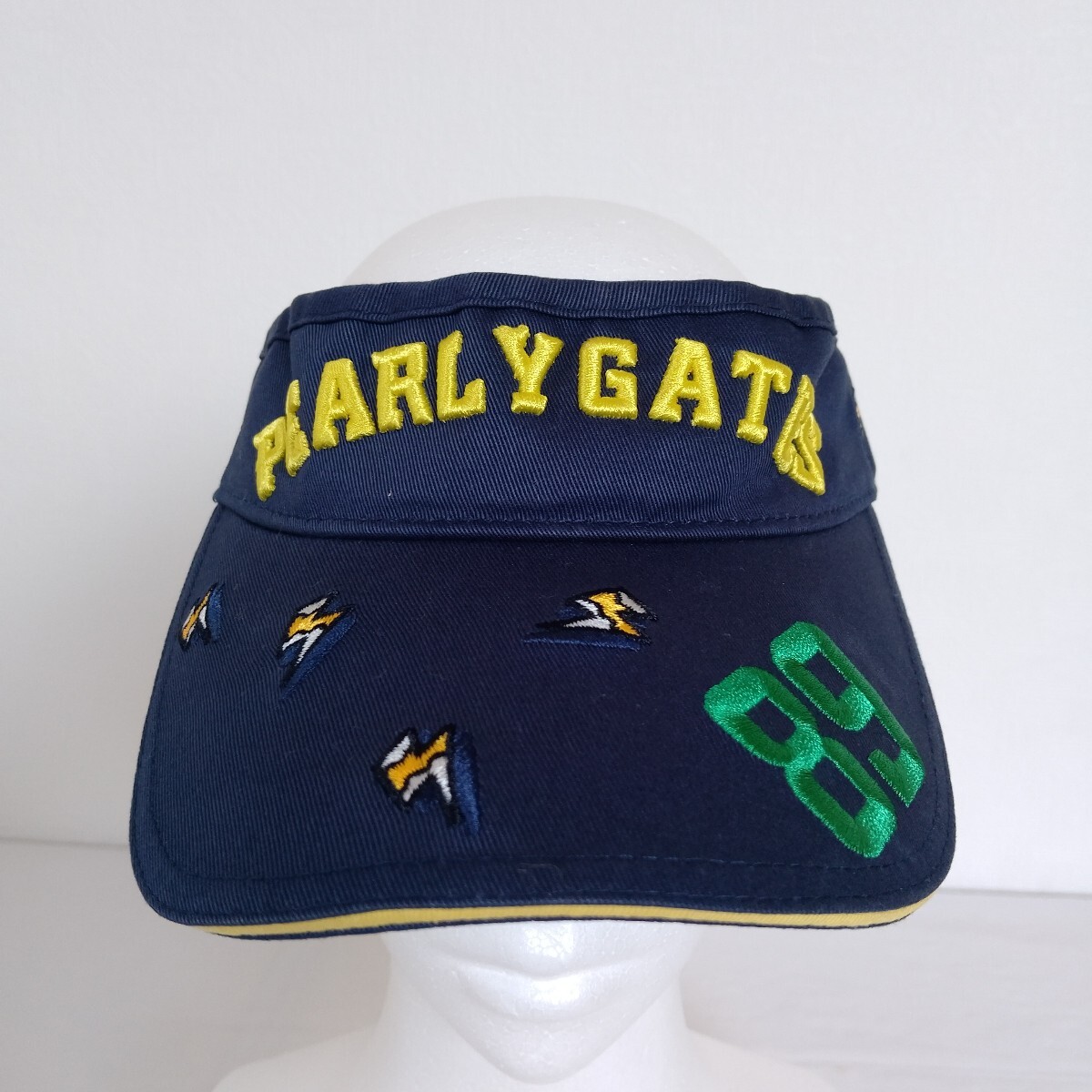 1898【中古】PEARLY GATES GOLF パーリーゲイツゴルフ ゴルフウェア サンバイザー メンズ サイズ フリー 紺黄色緑白拍卖