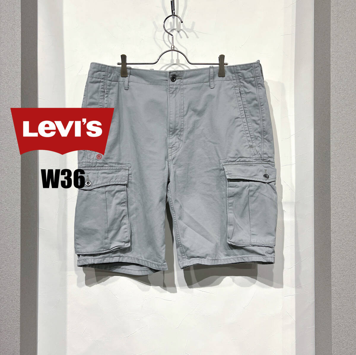 W36 / Levi’s リーバイス カーゴ ショーツ ハーフパンツ メンズ 古着 グレー系 アメカジ オーバーサイズ インチアップ拍卖