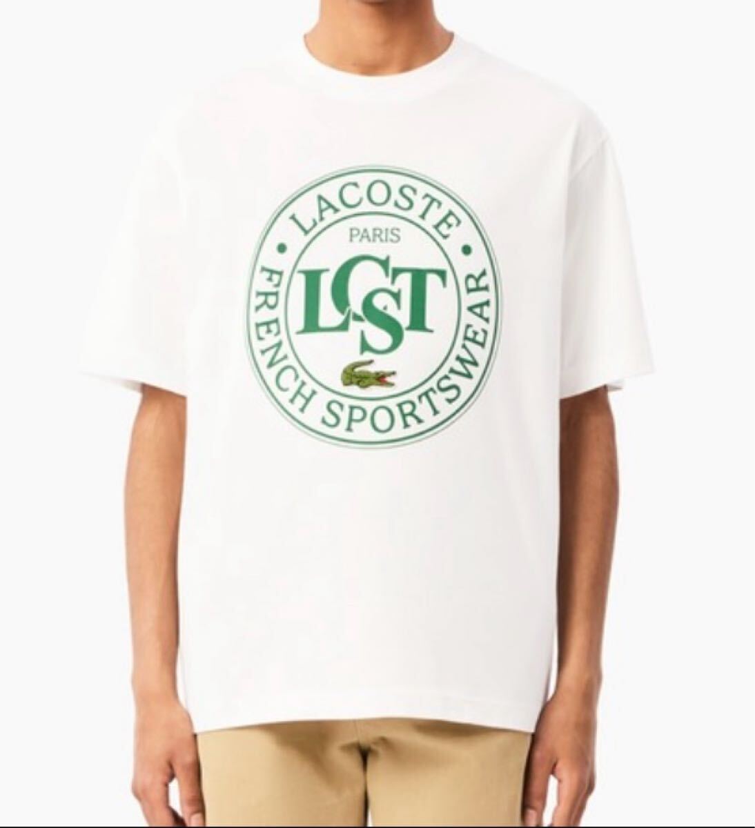 ★新品★ラコステ オーバーサイズ サークルグラフィック半袖Tシャツ ホワイト/2拍卖