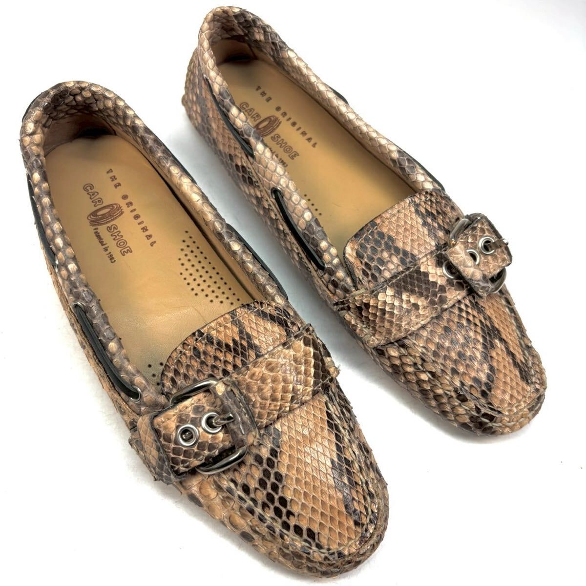 CAR SHOE カーシュー リアルパイソン ローファー ドライビングシューズ 36 1/2 23.5cm レディース 靴 シューズ スリッポン拍卖