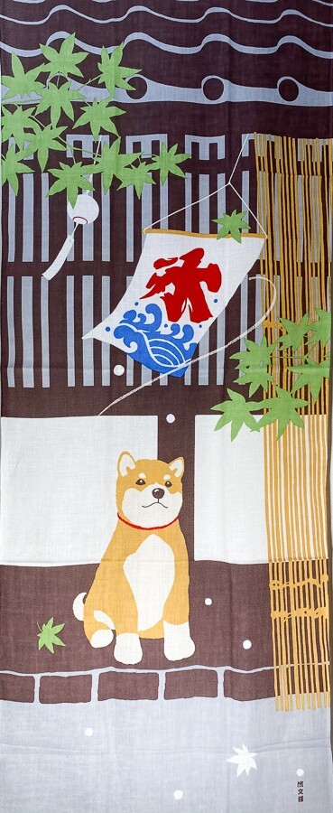 濱文様 絵手ぬぐい 涼み豆柴 夏 手拭い 日本製 クリックポスト対応 ポイント消化拍卖