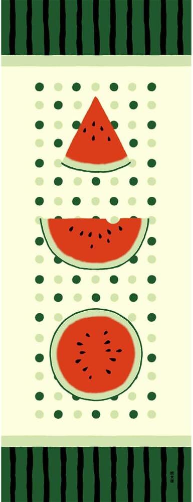 濱文様 絵手ぬぐい スイカ飾り 夏 手拭い 90×34cm メール便対応 ポイント消化拍卖
