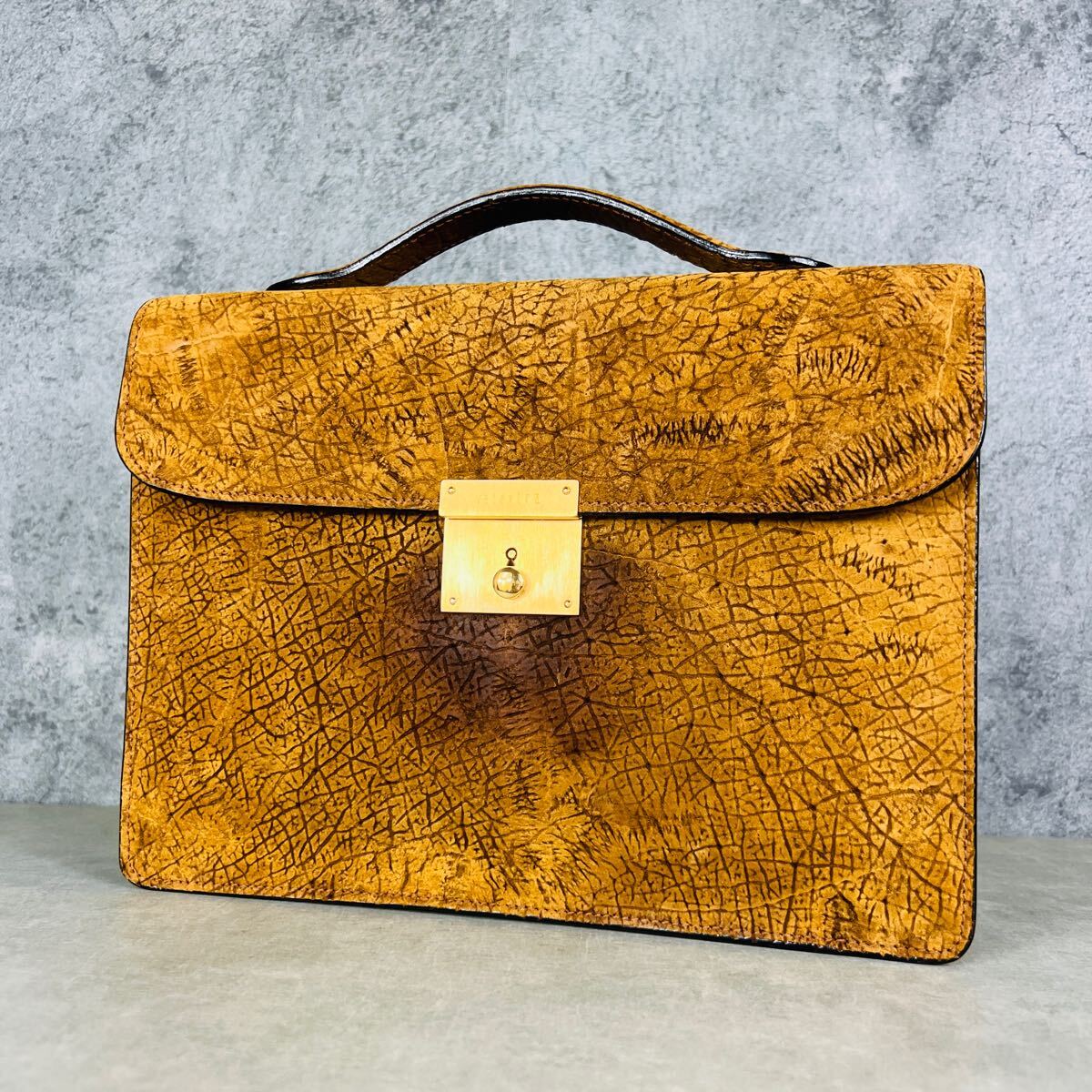 Valextra ヴァレクストラ ヒポポタマス カバ革 ビジネスバッグ ブリーフケース セカンドバッグ 本革 ブラウン EA19拍卖