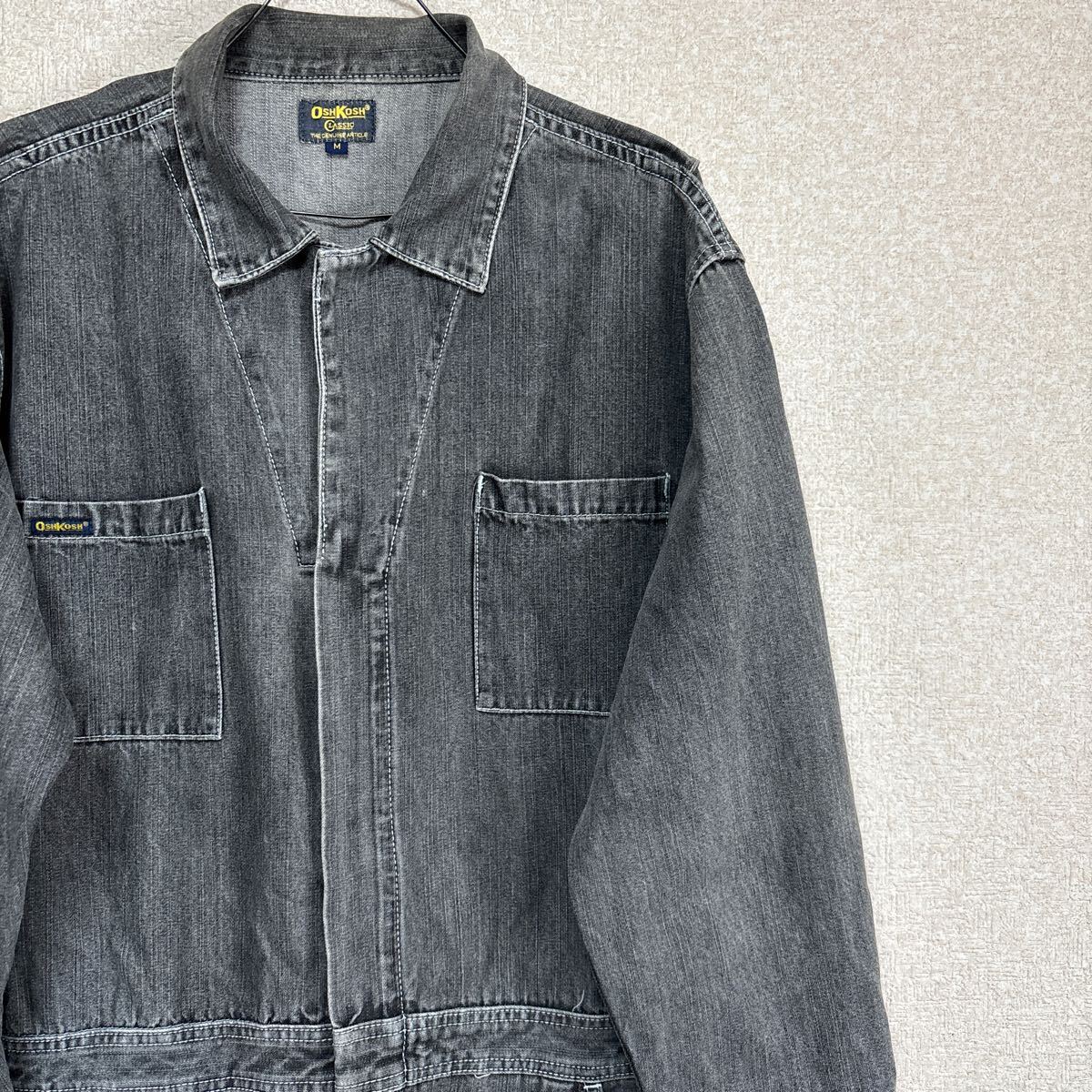 【絶妙フェード感】 OSHKOSH オシュコシュ ブラックデニム 790-1930 ビンテージ ツナギ メンズMサイズ相当拍卖