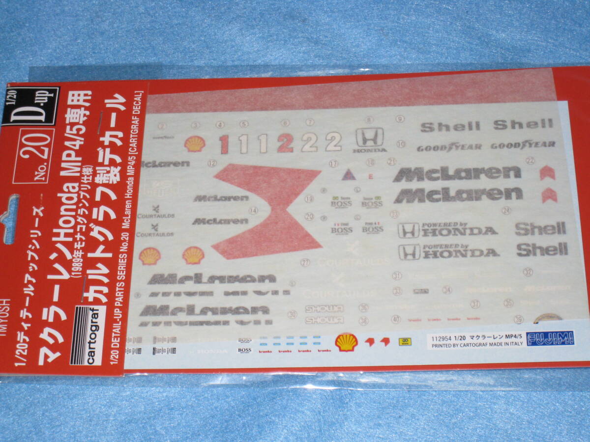 フジミ模型 1/20 マクラーレン ホンダ MP4/5 専用 カルトグラフ デカール Fujimi 112954 1/20 McLaren Honda MP4/5 Cartograf Decals拍卖