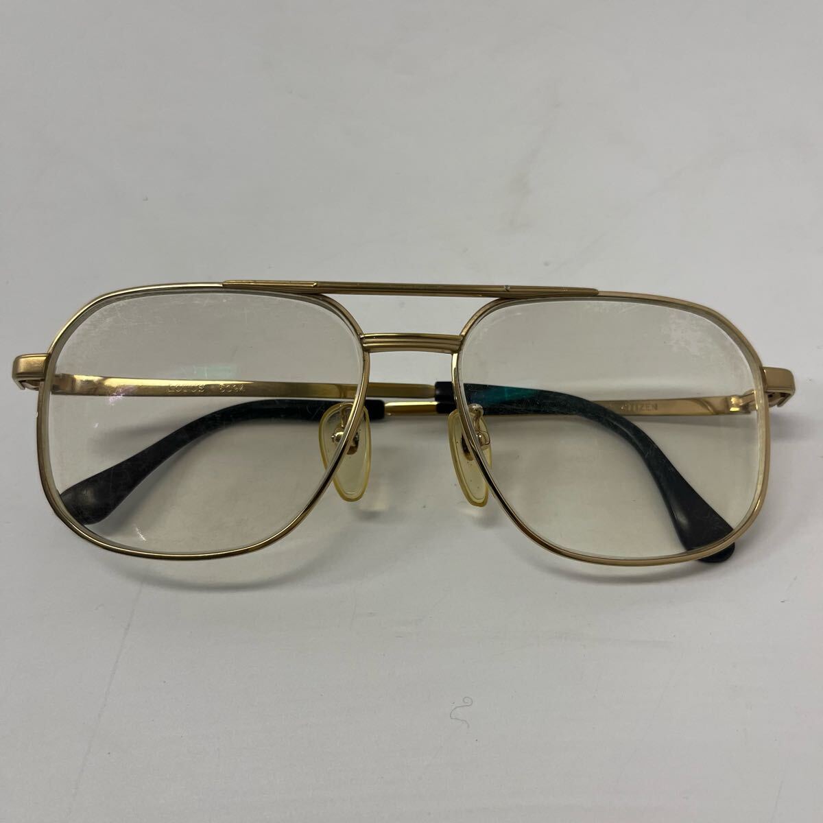 VINTAGE CITIZEN LOTUS 5094 メガネ 眼鏡 メタルフレーム ツーブリッジ ゴールド チタン シチズン 度入り【レターパックプラス郵送可】#75拍卖