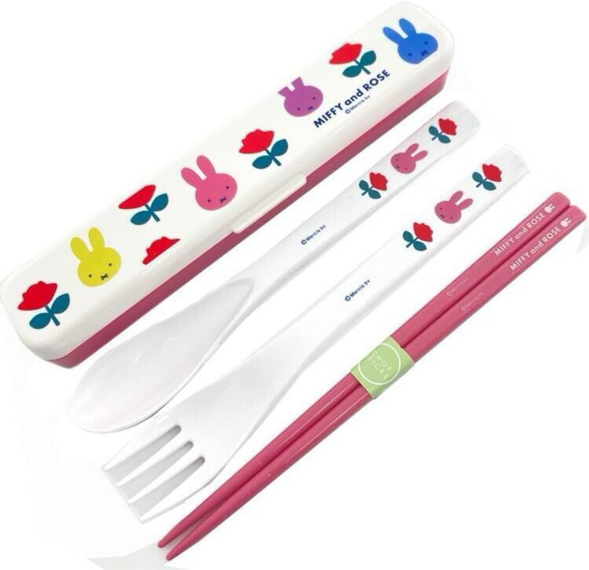 miffy ミッフィー 抗菌 音が鳴らない スリム トリオセット (ミッフィー&ローズ) 食洗機対応 箸 スプーン フォーク 日本製 拍卖
