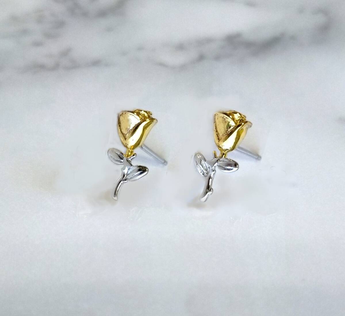 ローズ ピアス 両耳 シルバー925 薔薇 バラ ばら ゴールド 星の王子さま拍卖