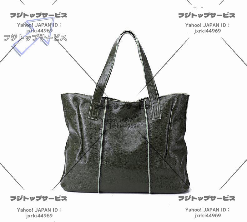 新入荷高質品 高級本革 大容量 肉厚で丈夫な鞄 緑色 男女兼用 オール本牛革 バッファロー 少数入荷 レザートートバッグ モスグリーン拍卖