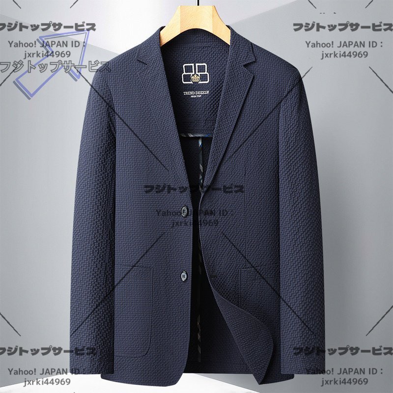 人気品メンズテーラードジャケット夏薄め カジュアルスーツ ブレザー ジャケット サマージャケットビジネス アウター M~4XL 選択 ネイビー拍卖