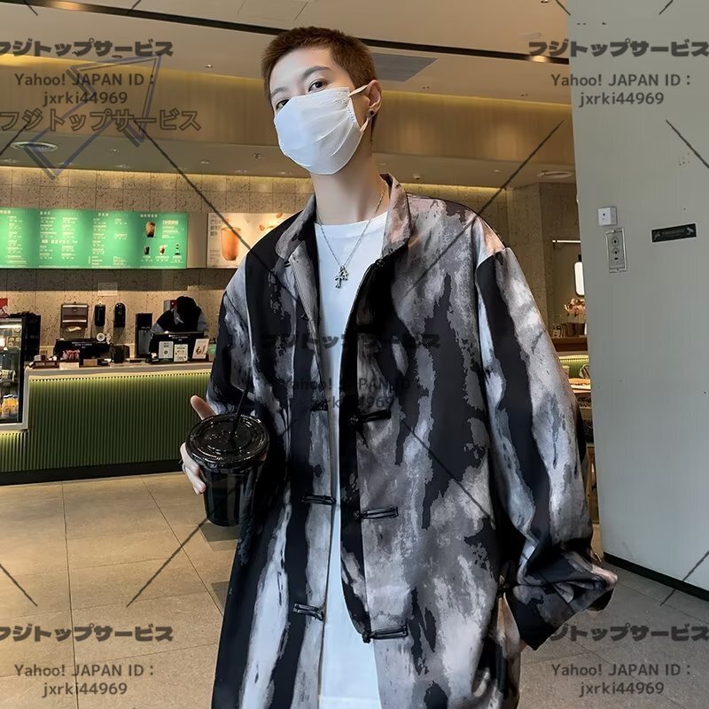人気品メンズ シャツ アウター トップス 総柄 大きいサイズ 韓国風 長袖 春秋 ゆったり カジュアルサイズ選択可拍卖
