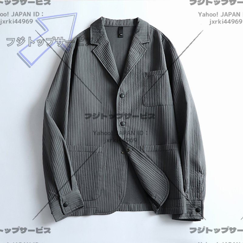 新入荷高級デザイナーシリーズ 新品 メンズ テーラードジャケット ビジネス カジュアル 春秋 軽便 スーツ ジャケット/灰3XL拍卖