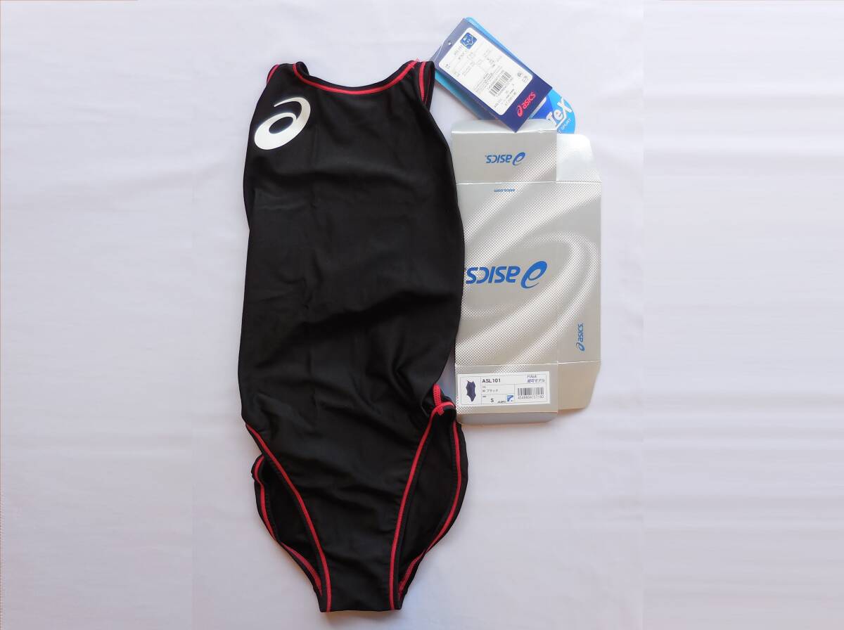 未使用品【サイズ:S】アシックス 競泳 水着 ブラック FINA承認【ASL101】Asics SPURTeX 匿名配送拍卖