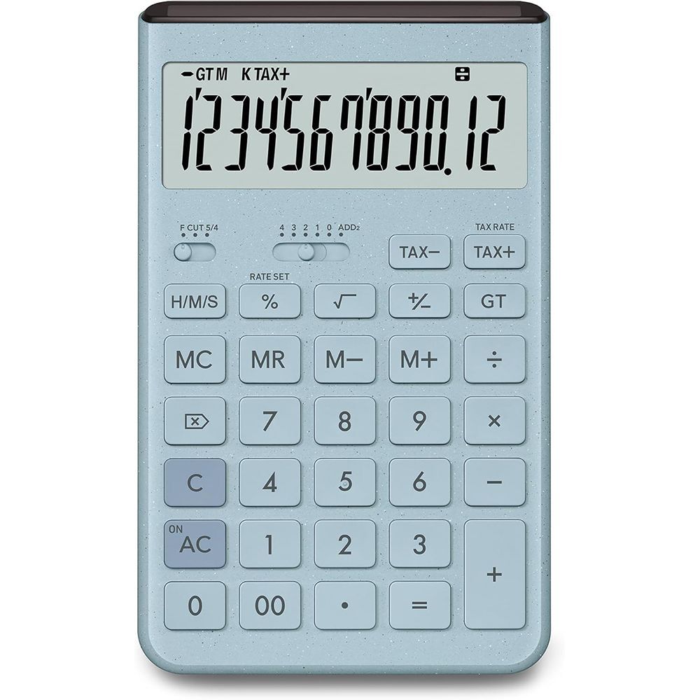 カシオ Comfy デザイン電卓 ジャストタイプ 12桁 グレイッシュブルー JT-200T-BU-N拍卖