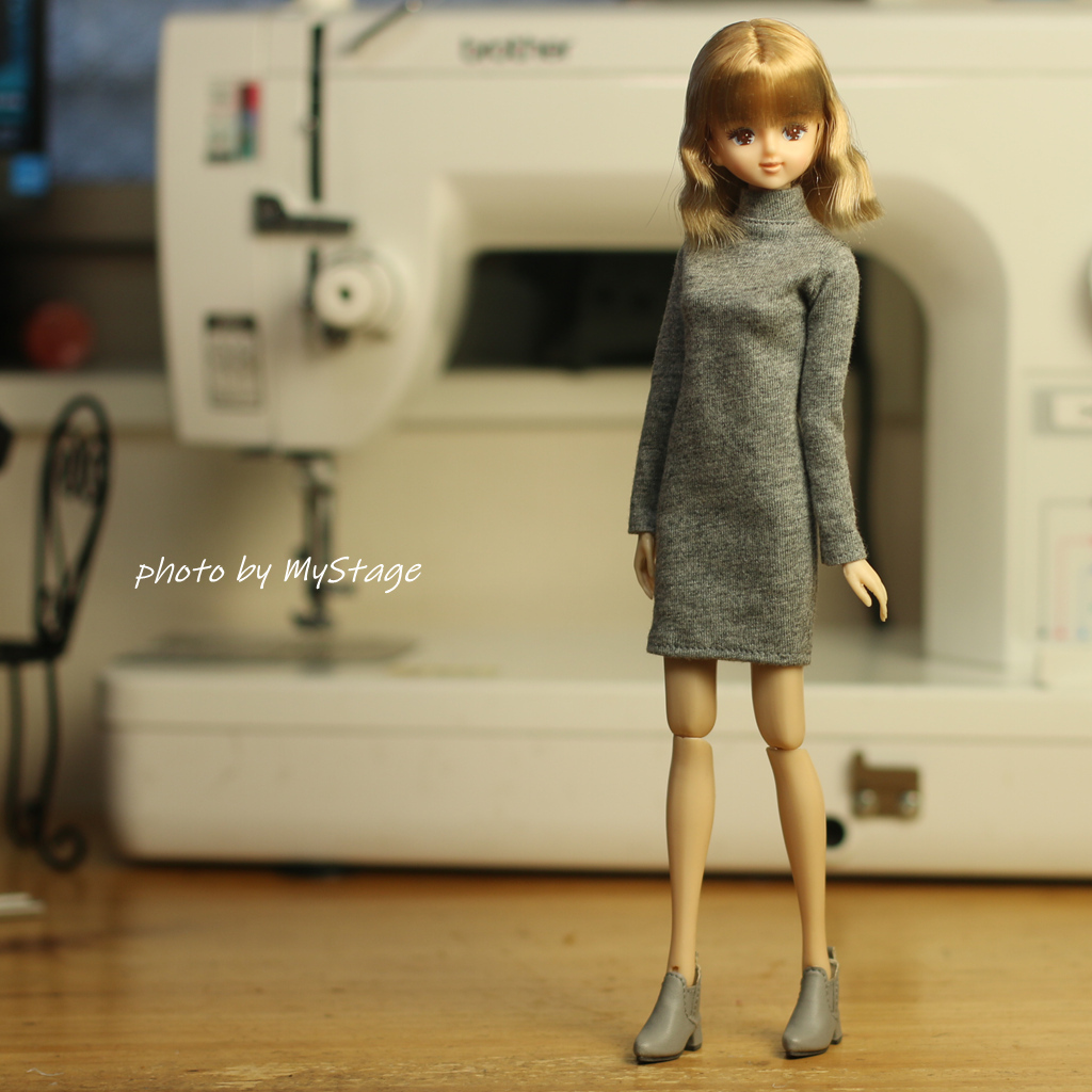 人形服msdr-25-4787 グレー ハイネックタイトワンピース拍卖