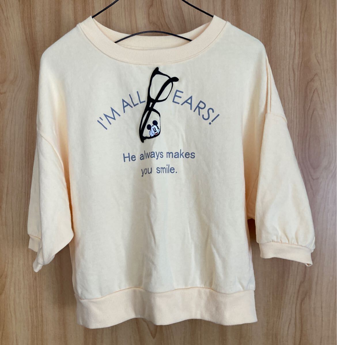 ◆美品◆【Disney】ディズニー イエロー 半端袖 スウェット素材 トレーナー拍卖