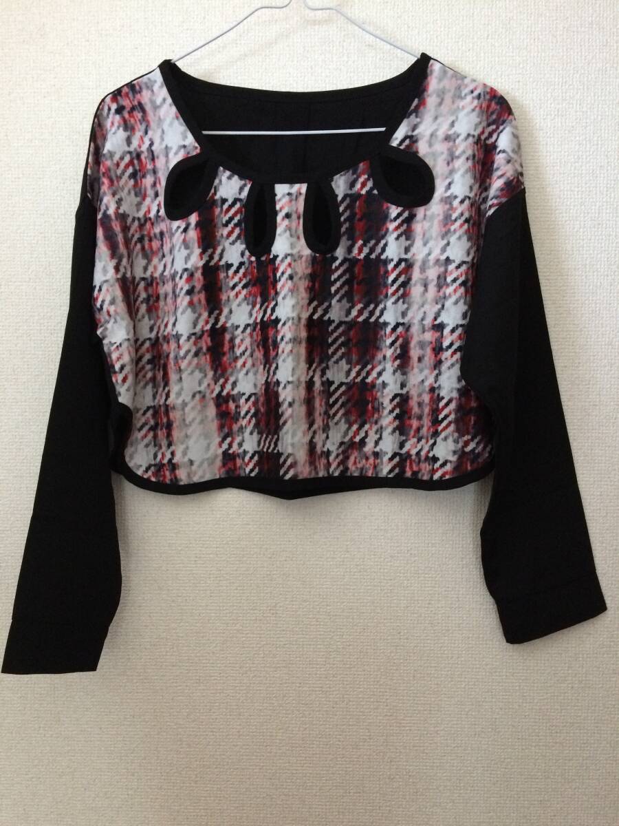 ★未使用★ GOOCY グーシー チエック ドロップショルダー クロップド丈トップス 長袖拍卖