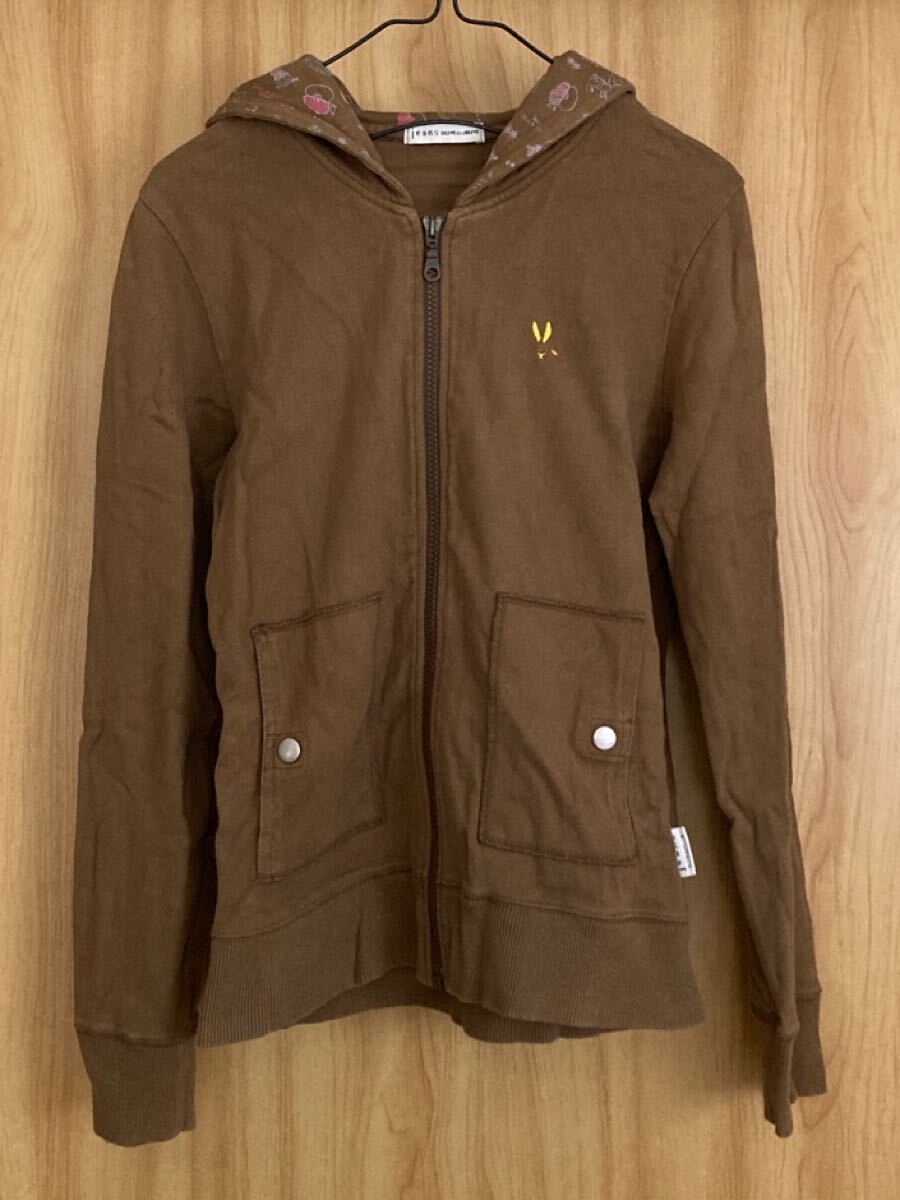 ■着用感あり■ オリーブ デ オリーブ OLIVE des OLIVE レディースパーカー ブラウン 変わったデザイン 綿100%拍卖