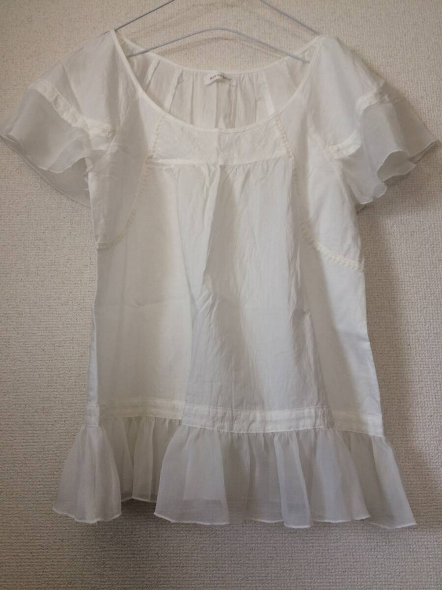 ★未使用★【apres jour】アプレジュール ゆるふわブラウス 白 ホワイト 半袖拍卖
