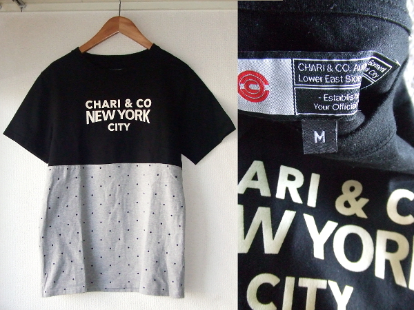 M★CHARI&CO.チャリアンドコー★ハーフドットTシャツ 黒グレー水玉ドットdot木梨ニューヨークusaサイクリング自転車nyc拍卖