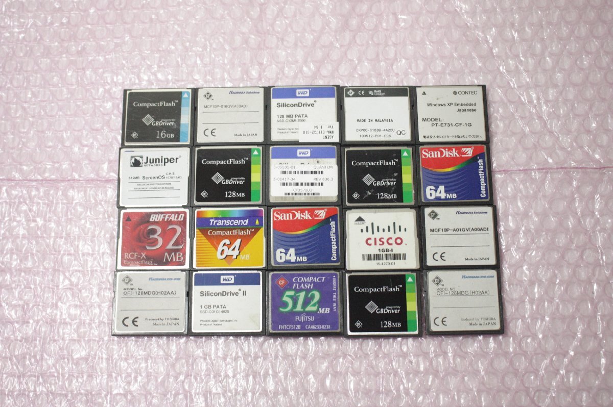 SD97【現状品】 コンパクトフラッシュいろいろ 16GB 2枚/1GB 5枚/512MB 2枚/128MB 7枚/64MB 3枚/32MB 1枚 合計20枚セット拍卖