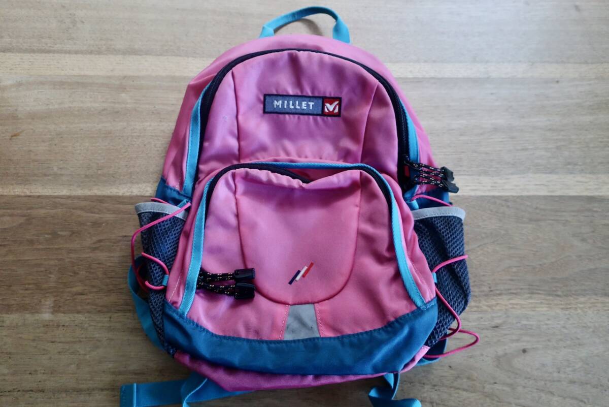 【MILLET ミレー 子供用リュックサック キッズ ピンク&ブルー 持ち手痛みあり】拍卖