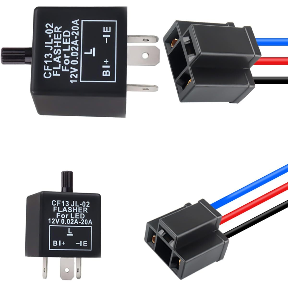 DAOAKI LEDの点滅装置のリレー、CF13-KT 12V DC 3ピン調節可能な表示器リレー、車車のオートバイの方向指示器のための電子点滅装置の単位-拍卖