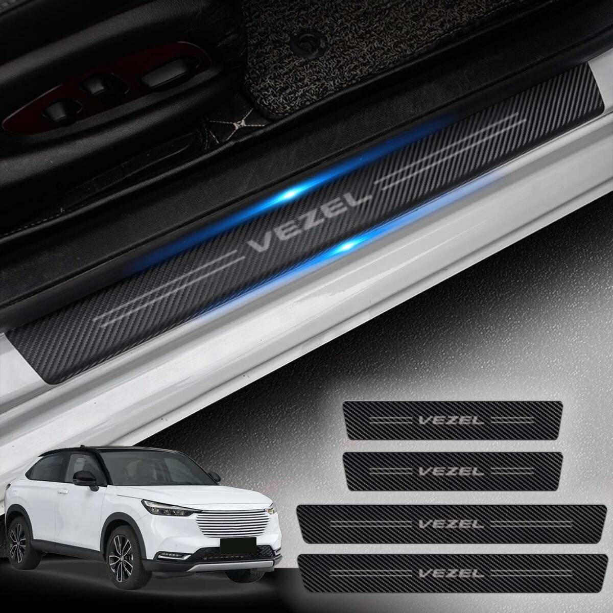 HUDIY(フーディ)新型ヴェゼル サイドステップガード VEZEL RV3 RV4 RV5 RV6 RV系(2021年4月~現行) スカッフプレート 内装拍卖