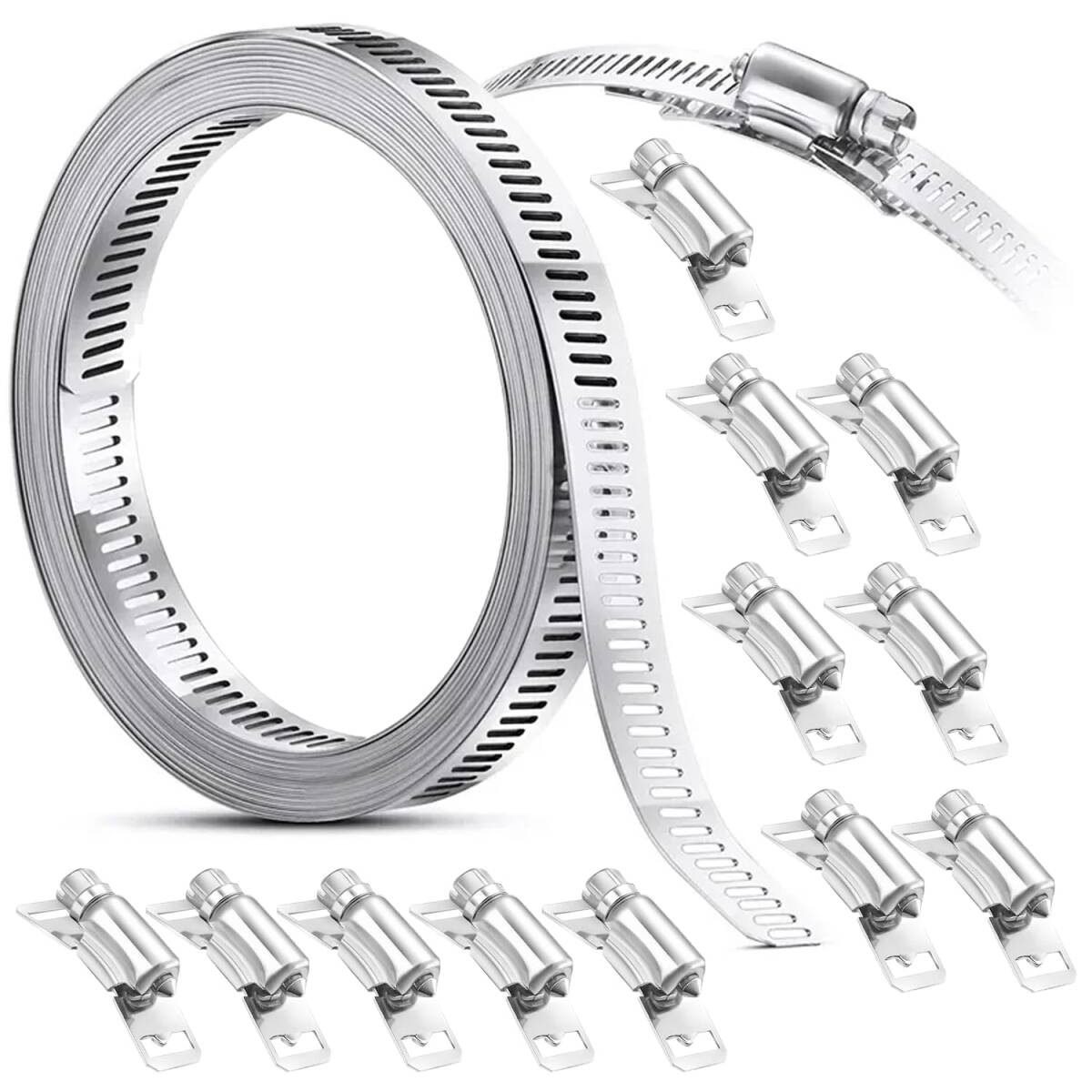 バイクパーツ マフラーステー・バンド - 304ステンレス製 フリーカット可能 ホースバンド - 長さ調整可能 排気ダクト用 Arespark- 汎用拍卖