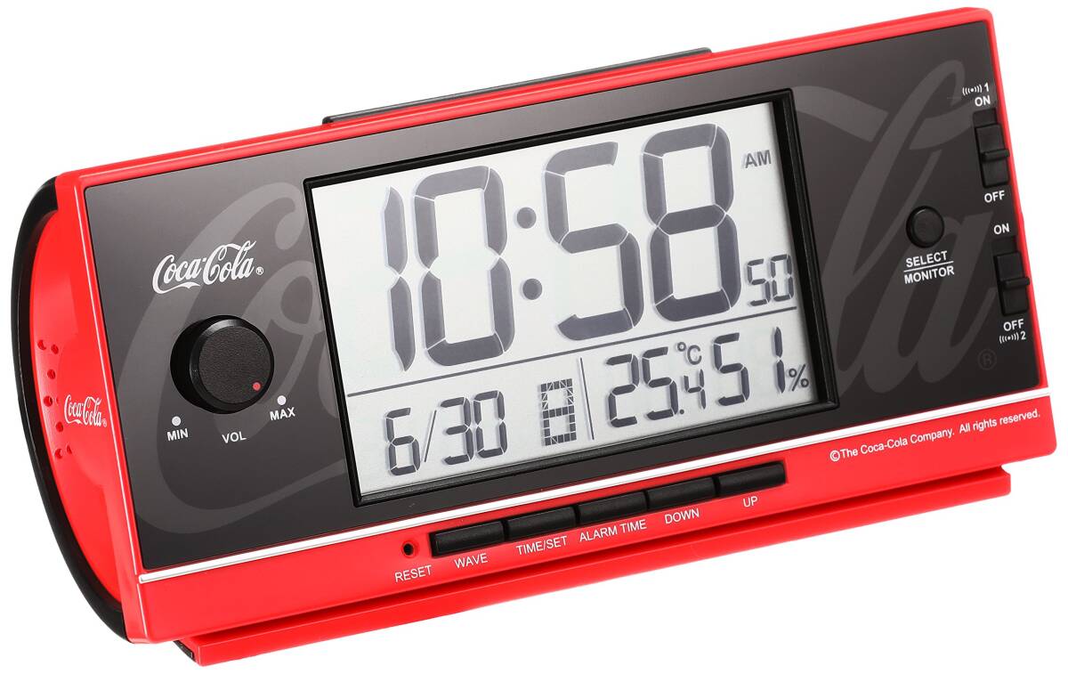 セイコークロック 目覚まし時計 置き時計 コカ・コーラ Coca-Cola 電波 デジタル 大音量 赤 AC602R拍卖
