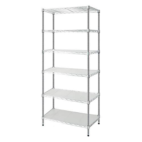 Luckycoco ラック スチールラック メタル シェルフ 棚 キッチン収納 6段 ポール径19mm 幅59×34奥行×高さ150cm 耐荷重390kg 防サビ拍卖