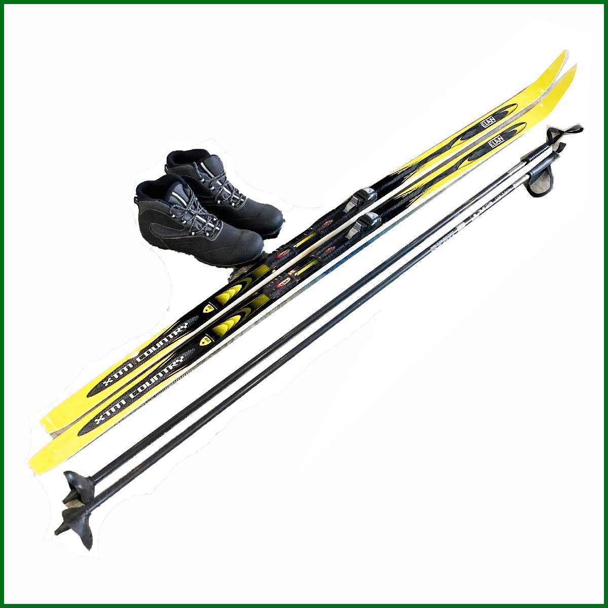 中古 ●ELAN/エラン● クロスカントリースキー 歩くスキー イエロー 185cm ポール155cm/シューズ(EU46)付き 札幌拍卖