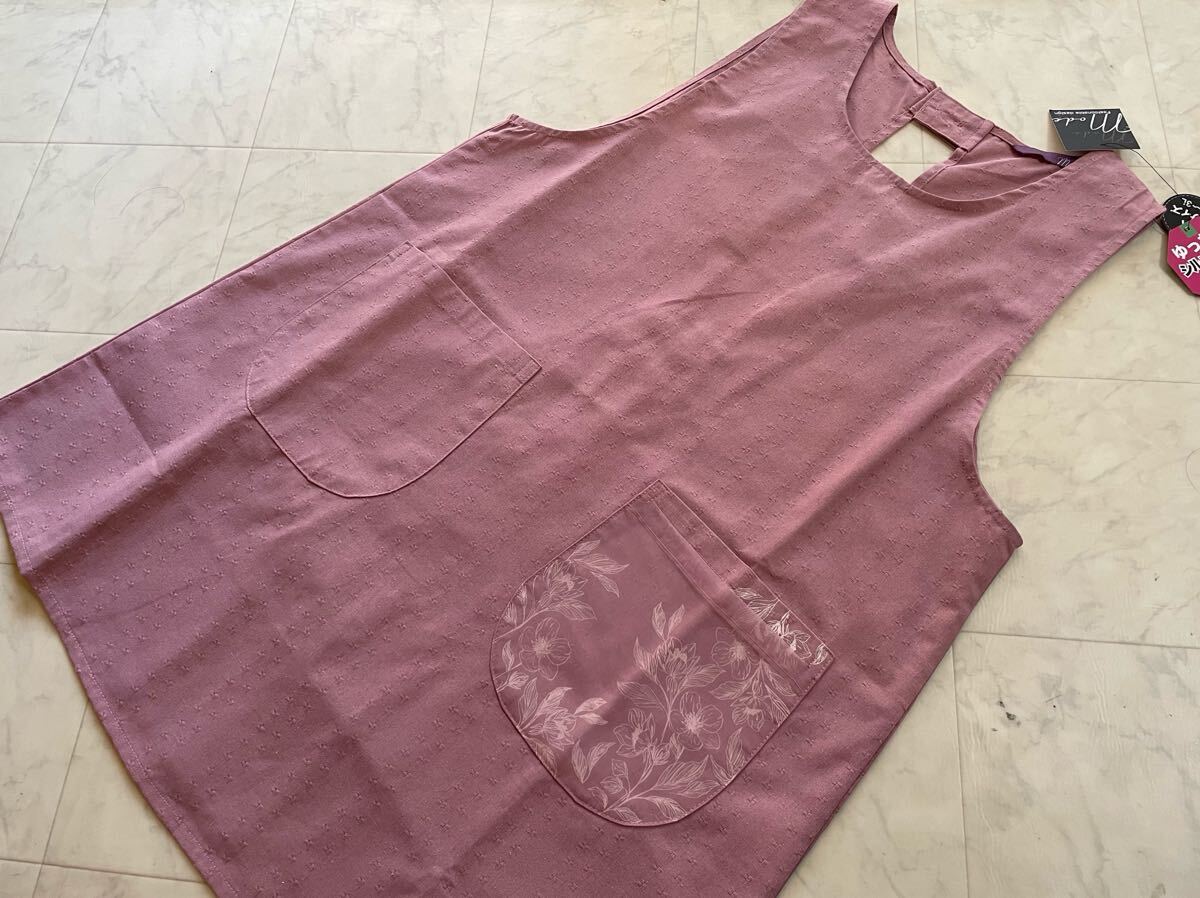 新品 大きいサイズ ゆったりサイズ  エプロン 刺繍  2L~3L ピンク 体型カバー 母の日 敬老の日拍卖