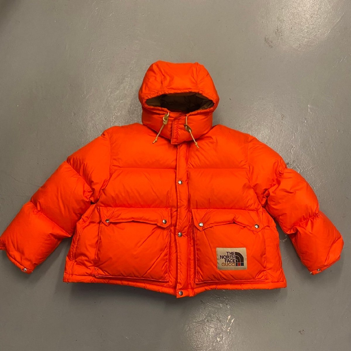 ☆GUCCI× THE NORTH FACE グッチ×ザ ノース フェイス☆ Nylon Jacket ナイロン ダウン ジャケット オレンジ コラボ Down jacket orange拍卖