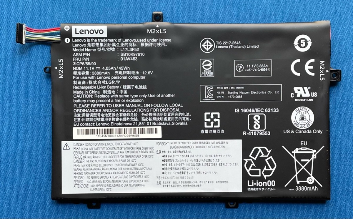 純正新品 Lenovo ThinkPad L480 L590等用 バッテリー 01AV463拍卖