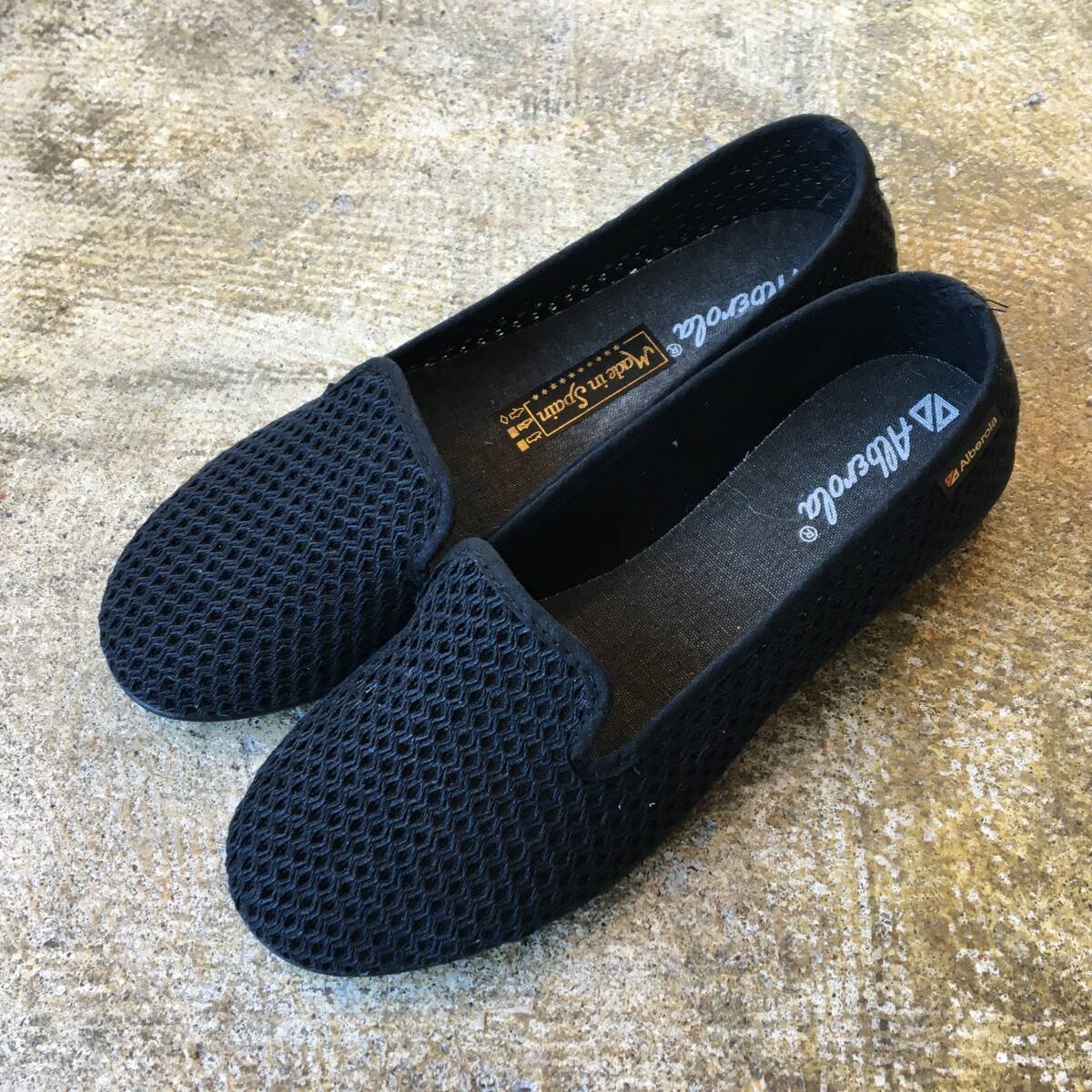 ★ 送料¥230~ ★ 37(23.5cm位)|ALBEROLA アルべローラ REJILLA 黒 フラットシューズ 靴 メッシュ 軽量 スペイン製 (新品)(正規品)拍卖
