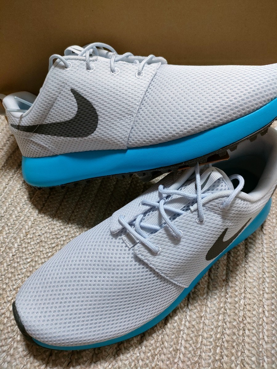 新品 NIKE GOLF ローシ G 27.5cm US9.5 ナイキ ゴルフシューズ 固定スパイク ライトグレー ブルー スニーカー 軽量 メンズ オシャレ ゴルフ拍卖