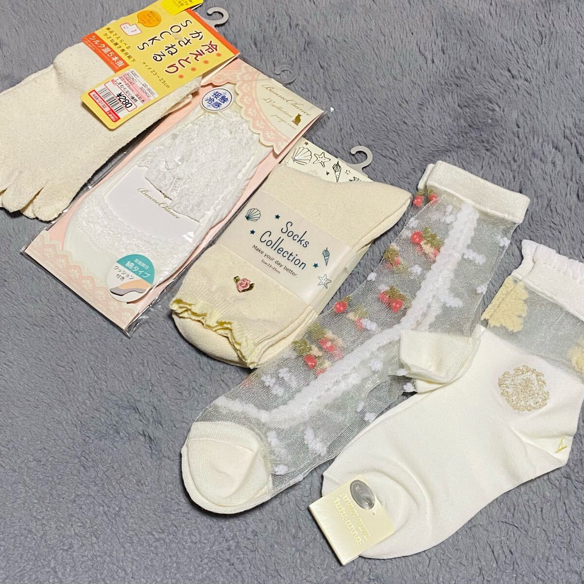 靴下 ソックス まとめ売り シースルー レース 花柄 福袋 チュチュアンナ拍卖