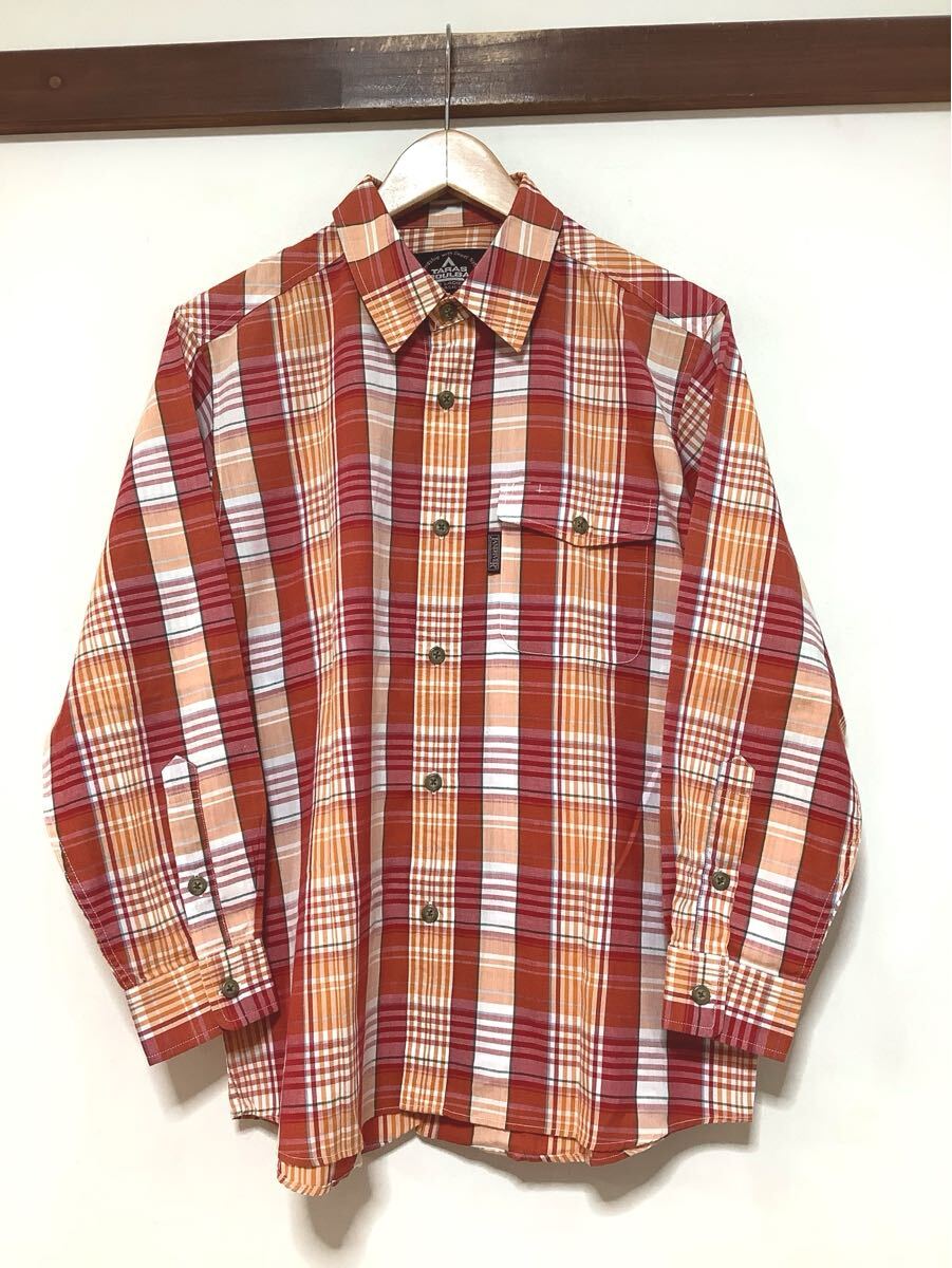 わ1512 TARAS BOULBA タラスブルバ チェック 長袖シャツ M レディース 大きめ レッド/オレンジ/ホワイト/グリーン レディース拍卖
