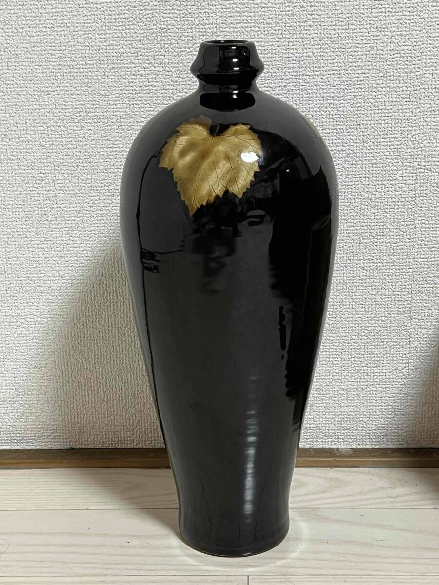 南宋時代 木葉天目大梅瓶 黑釉 吉州窯花瓶 大瓶 唐物 希少貴重 古賞物 時代物 中国古美術 骨董品(B-73)拍卖