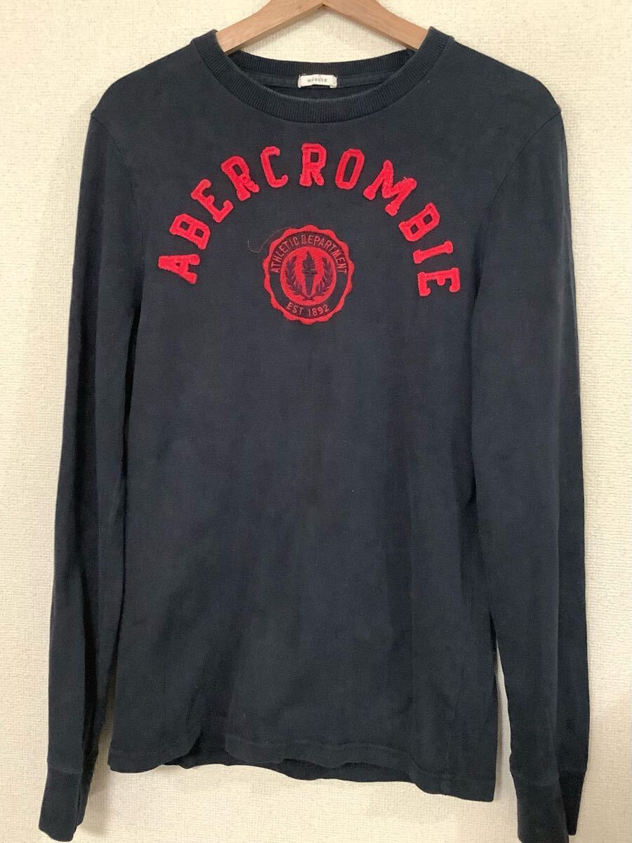 abecrombie & fich アバクロ ワッペン付き 長袖Tシャツ カットソー ブラック カジュアル アメカジ ビンテージ 古着 M拍卖