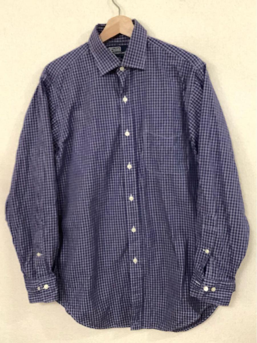 POLORALPH LAUREN ラルフローレン PHILIP フィリップ チェック柄 ボタンダウンシャツ ブルー セレクト メンズ 古着 ビンテージ 拍卖