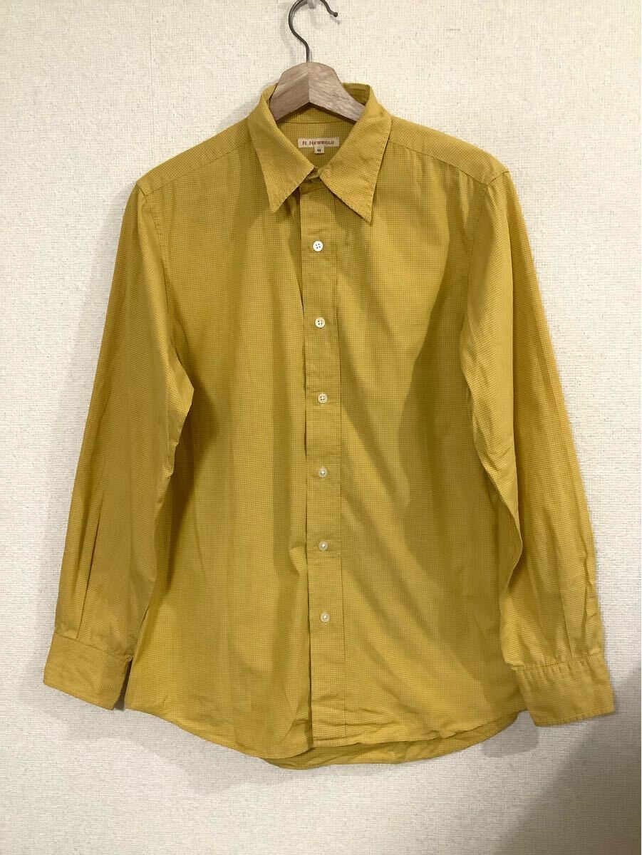 R.NEWBOLD アールニューボールド チェック柄 長袖シャツ コットンシャツ イエロー セレクト メンズ 古着 M拍卖