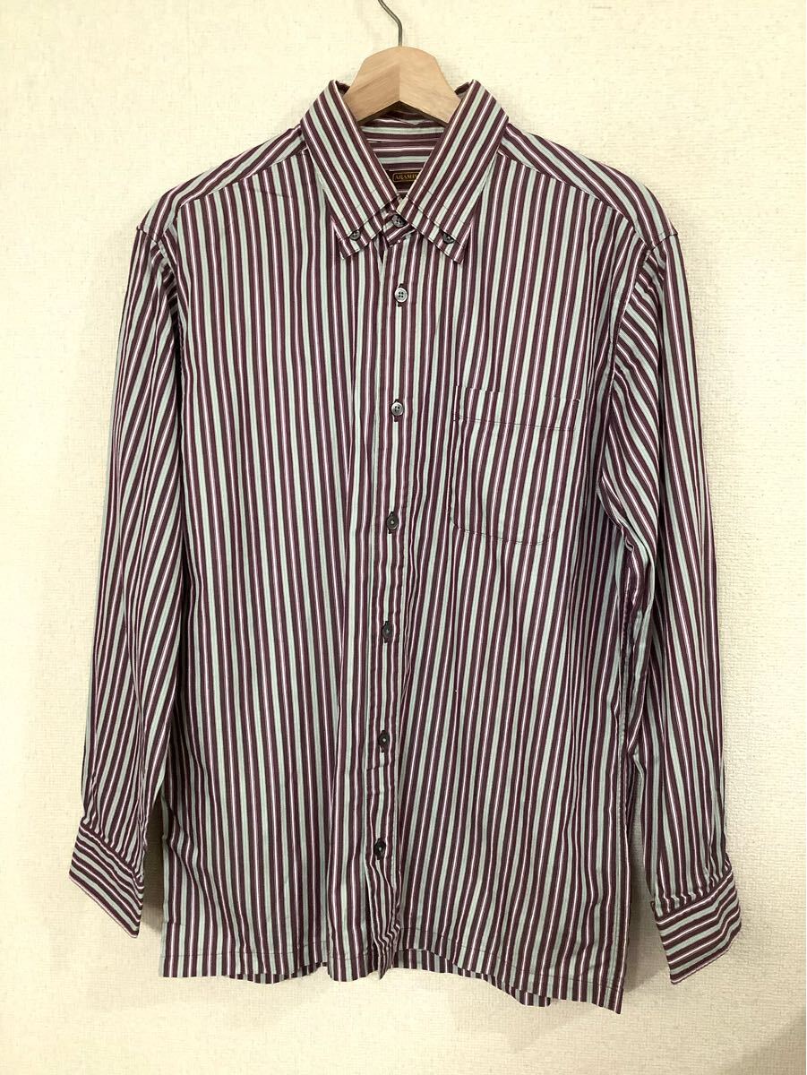 ARAMIS アラミス ストライプ柄 ボタンダウンシャツ 長袖シャツ パープル セレクト 紳士服 古着 L拍卖