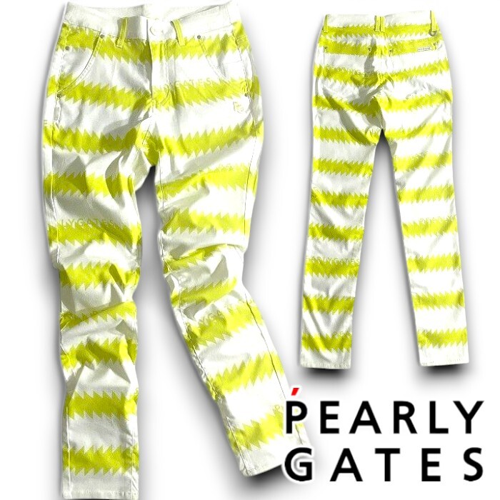 PEARLY GATES パーリーゲイツ 定価3.1万 Peソフトドビー ボーダー柄 ストレッチ パンツ ゴルフ レディース 2231608 030 1 ▲035▼50409w03拍卖