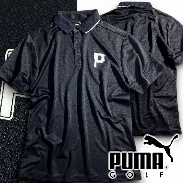 PUMA プーマ ゴルフ 定価1.2万 夏物 鹿の子 バイカラー クレリック ストレッチ 半袖 ポロシャツ ゴルフウェア 627602 01 M ▲028▼50411w03拍卖