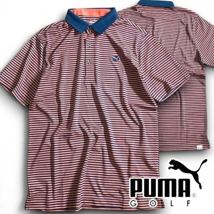 PUMA プーマ ゴルフ dryCELL 吸水速乾 ピュアストライプ ボーダー ストレッチ 半袖 ポロシャツ ゴルフウェア 626273 05 XL ▲019▼50424w13拍卖