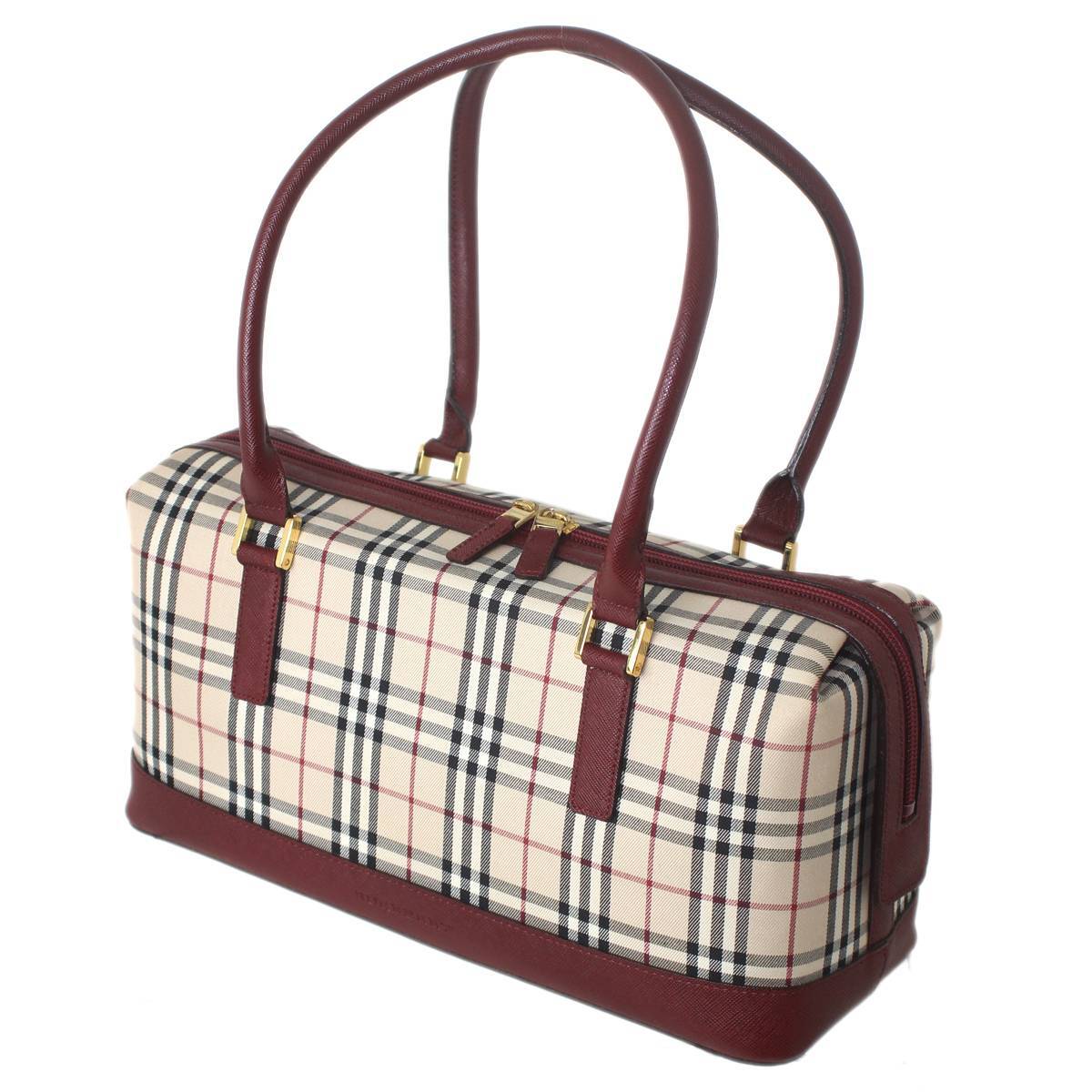 BURBERRY バーバリー ノヴァチェック ミニボストンバッグ ハンドバッグ ES Bランク拍卖