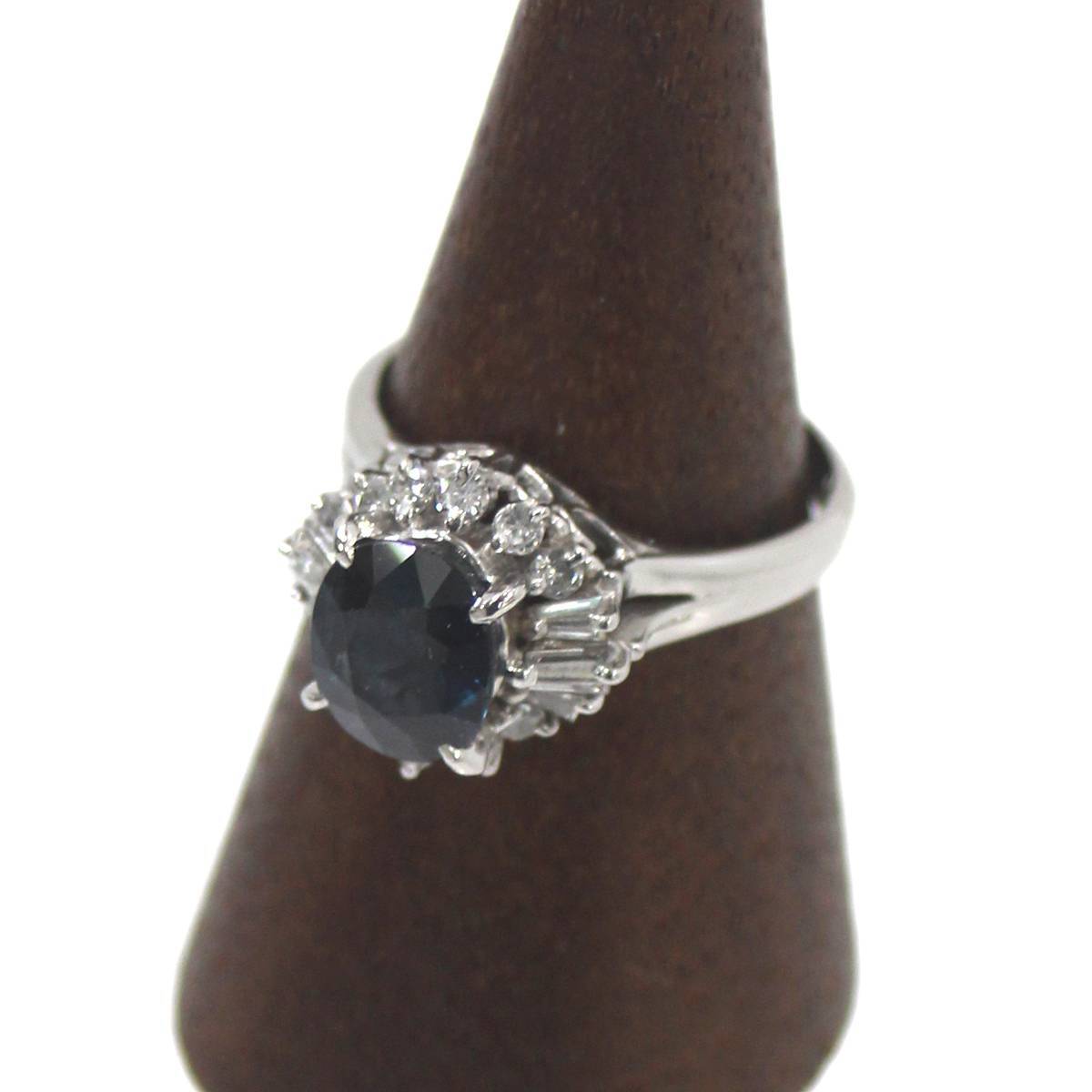 Pt900/プラチナ 天然サファイア ダイヤリング S2.04・0.51刻印 14号 GGSJソーティングメモ付 IS 磨き仕上げ品 Sランク拍卖